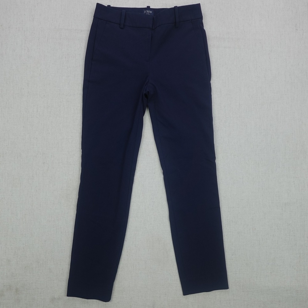 J Crew Ruby Full-Length Pants Womens Petite Navy Blue Stretch Dress Work OP
